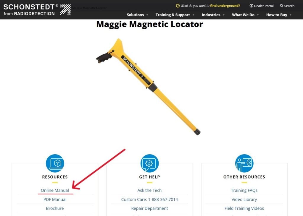 screenshot of Maggie product support page
